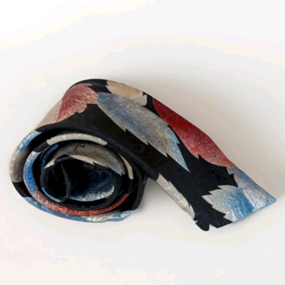 Wemlon by Wembley Retro Geometric Necktie Blue Black Cream